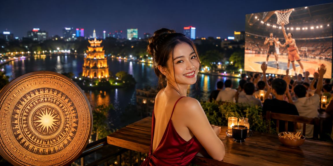 Không gian cà phê Hà Nội với chủ đề bóng rổ giúp minh họa đánh giá thể thao